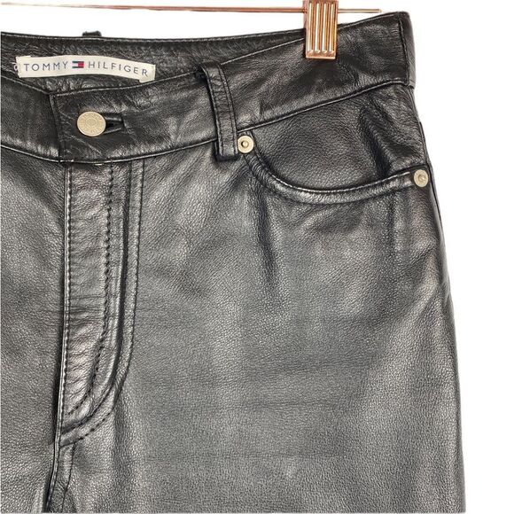 Vintage Tommy Hilfiger Leather Straight Leg Pants Size 6 - Picture 7 of 14